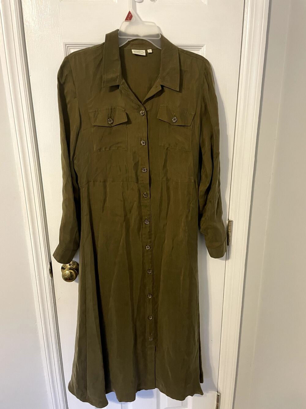 Dark Olive Green Spartina 449 100% Cotton Midi/Maxi Dress Long Sleeve